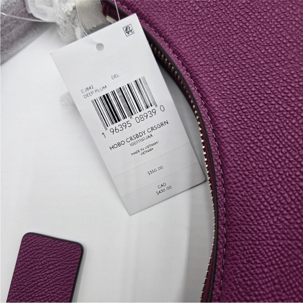 Coach Hobo Crossgrain Leather Crossbody in Deep Plum - Picture 10 of 10